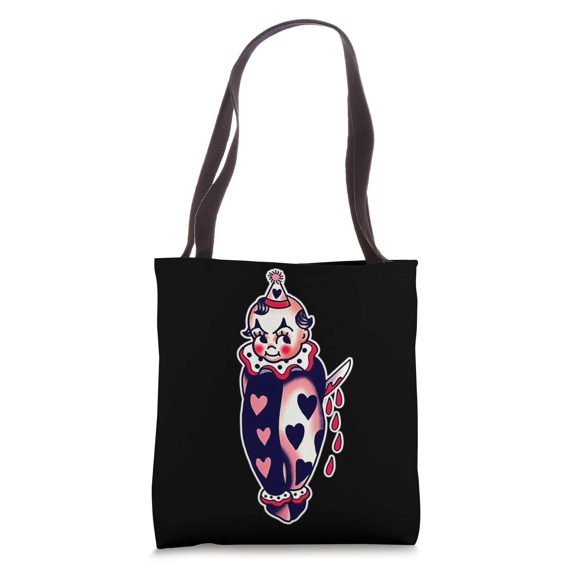 Urban Empyre Killer Clown Kewpie Baby Doll Traditional Tattoo Flash Tote Bag for Cosplay Events & Parties Features Comfo