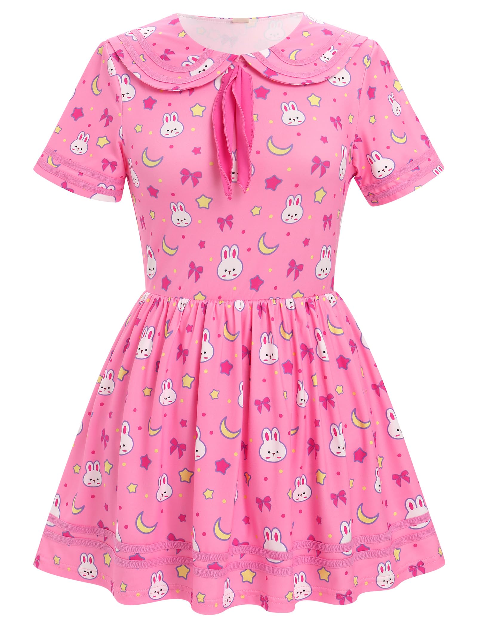 Women's ABAFIP One Piece Bodysuit Pajamas for Sleep Cute Short Sleeve Doll Collar Nightwear
| ABAFIP Women's One Piece