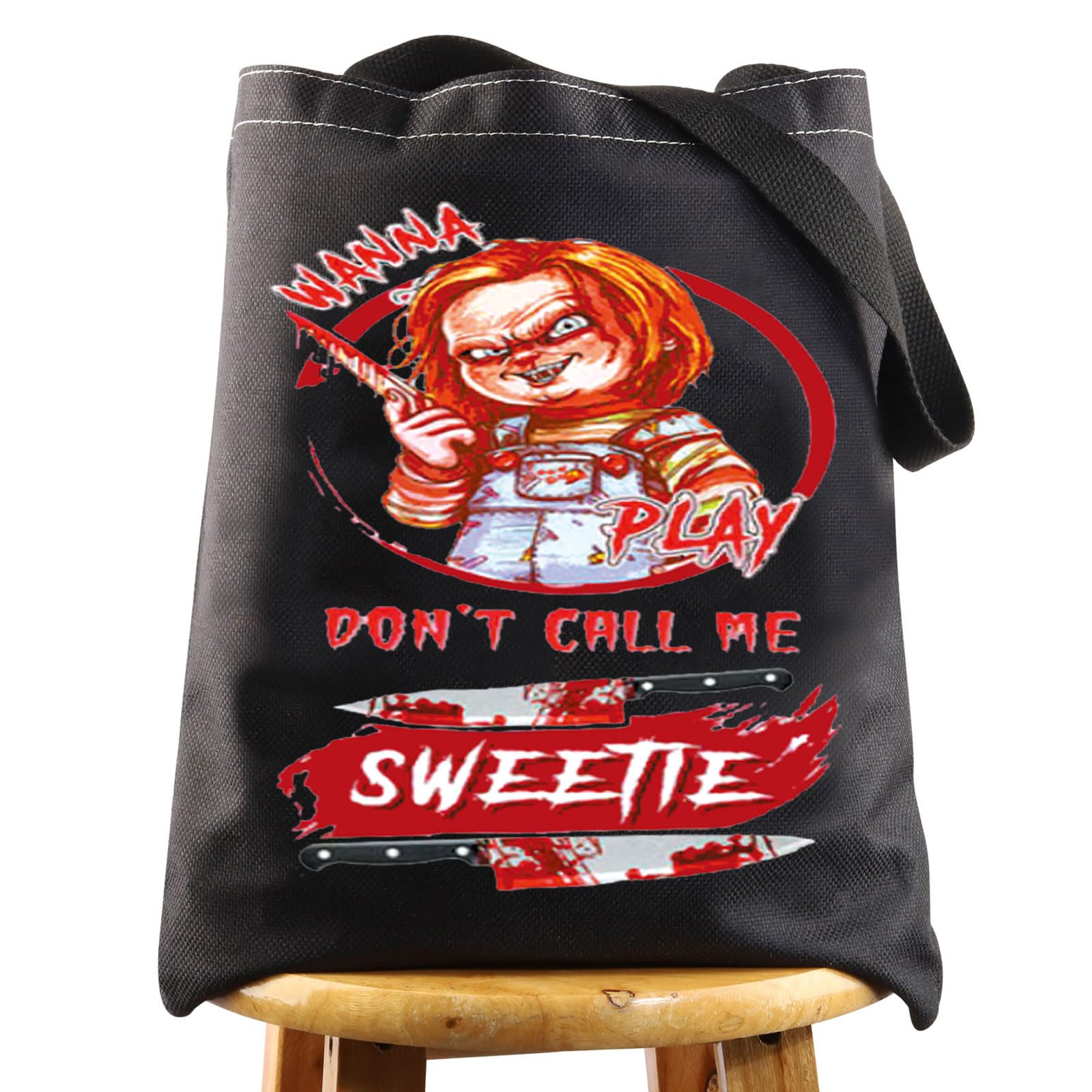 WZMPA Killer Doll Bride Fans Tote Bag for Horror Movie Lovers
| WZMPA Evil Doll Gift Tote Bag for Trick-or-Treat Events