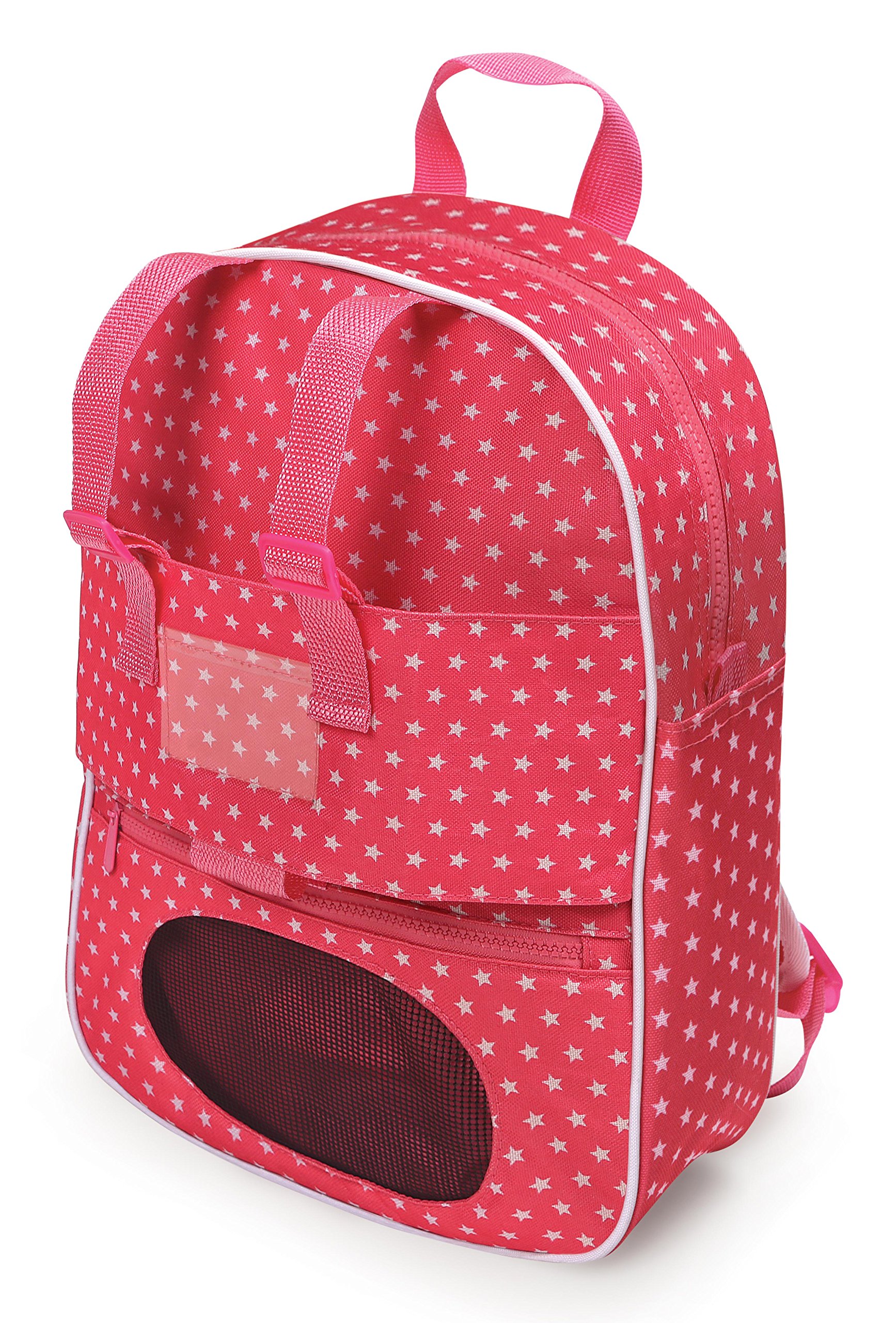 Badger Basket Pink Star Travel Backpack for 18-Inch Dolls with Plush Compartment